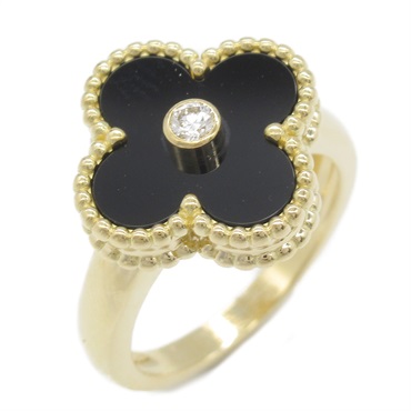 Van Cleef & Arpels Vintage Alhambra 1POnyx Ring #5.25 US size K18YG Onyx