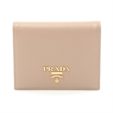 PRADA SAFFIANO MULTICOLOR Bi-fold wallet Purse 1MV204 leather Beige Used Women