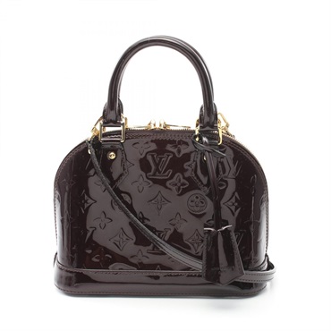 LOUIS VUITTON Alma BB Hand bag M91678 Vernis leather Purple Amarrant Used LV