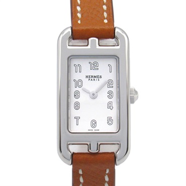 HERMES Nantucket Wrist Watch NA2.110 Quartz Stainless Steel leather Used Women