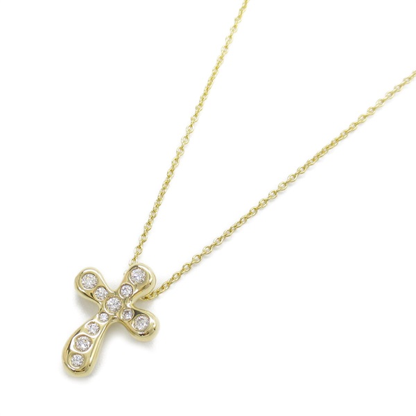 TIFFANY＆CO Elsa Peretti Cross Necklace Pendant 18KYG Yellow Gold Used Diamond