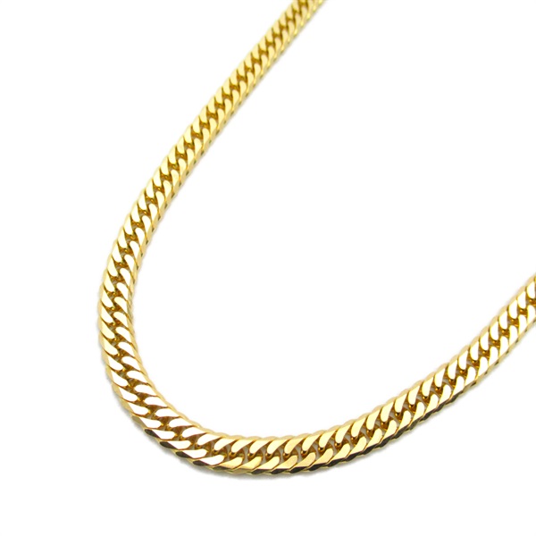 JEWELRY Double 6 sided Flat link chain necklace K18 YG Yellow Gold NEW #50