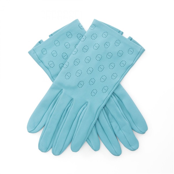 HERMES gloves gants 21cm #7 leather Green blue Used