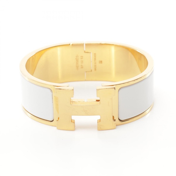 HERMES Clic Clac 16.5cm GM Bangle bracelet Gold Plated enamel patent leather