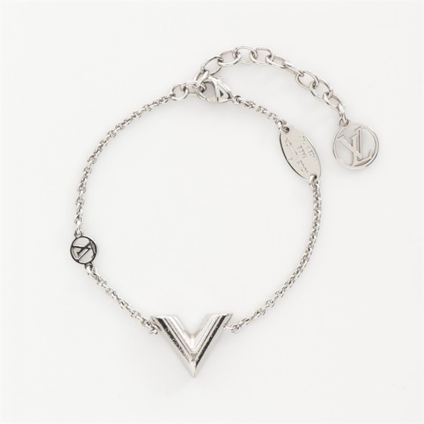 LOUIS VUITTON Essential V Bracelet M63198 Stainless Steel LV Used Women