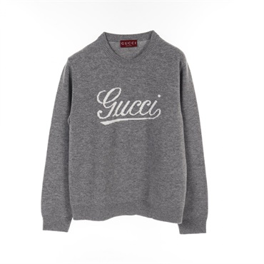 GUCCI intarsia knitwear tops long sleeve 795347 wool Gray mens #M