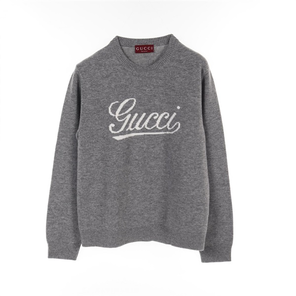 GUCCI intarsia knitwear tops long sleeve 795347 wool Gray mens #M