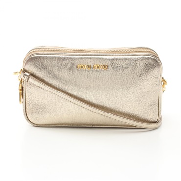 Miu Miu MADRAS crossbody Shoulder Bag 5ZH011 leather Gold Used Women