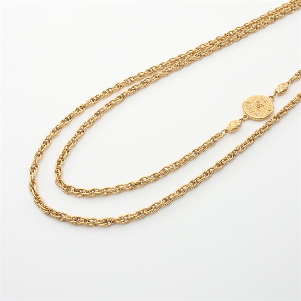 CHANEL COCO Mark long Necklace 182cm chain belt Gold Plated Gold Used