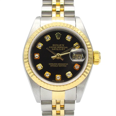 ROLEX Datejust 10P Diamond Y Wrist Watch 79173G Auto 18KYG Gold SS Used Women