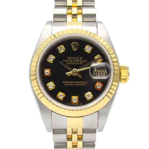 ROLEX Datejust 10P Diamond Y Wrist Watch 79173G Auto 18KYG Gold SS Used Women
