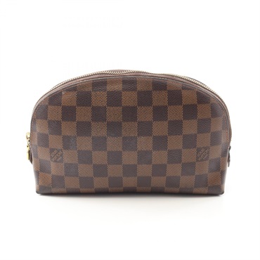 LOUIS VUITTON Pochette Cosmetique GM Pouch N23345 Damier Canvas Ebene Used Women