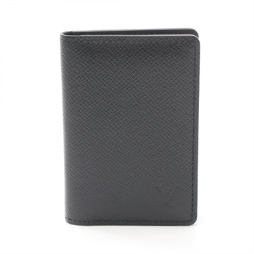 LOUIS VUITTON Organizer De Poch Card Case M30537 Taiga leather Black Used mens