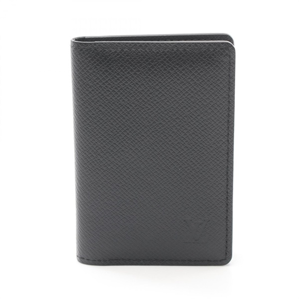 LOUIS VUITTON Organizer De Poch Card Case M30537 Taiga leather Black Used mens