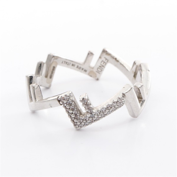 FENDI Five Ring Stainless Steel Rhinestone Used mens US size 11.75