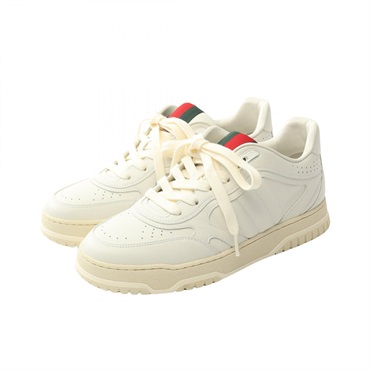 GUCCI Re-web sneakers shoes #6.5 lace-up 786186 leather White GG