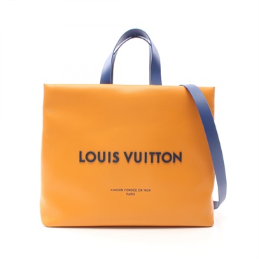 LOUIS VUITTON Shopper Tote MM shoulder crossbody Bag M24457 leather Saffron Used