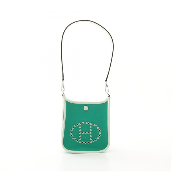 HERMES Neo Evelyne TPM Shoulder Bag W Toile officier Swift Menthe Vert fizz SHW