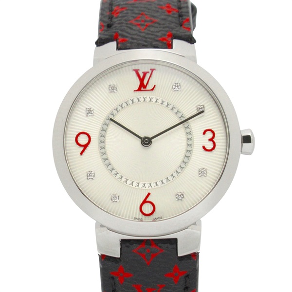 LOUIS VUITTON Tambour Slim MM Wrist Watch Q13MJ Quartz SS Leather Used Boys LV