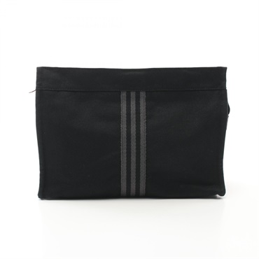 HERMES Fourre-tout business second clutch bag canvas Black Gray Used SHW