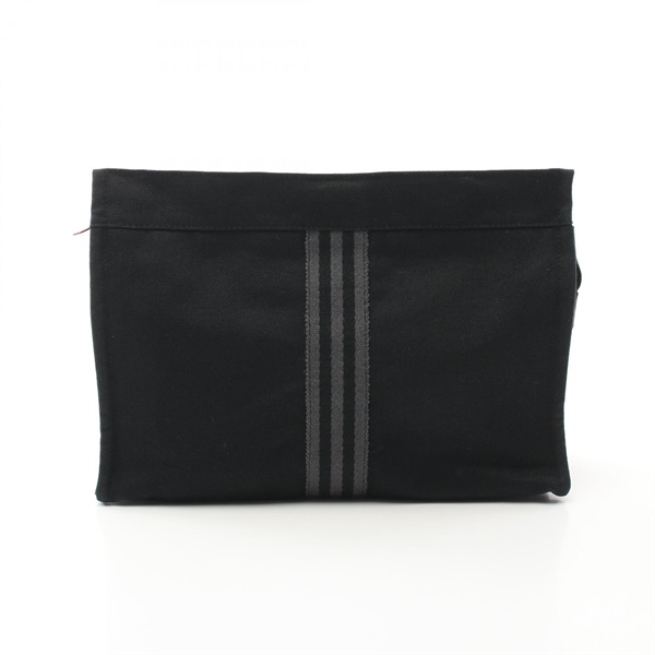 HERMES Fourre-tout business second clutch bag canvas Black Gray Used SHW