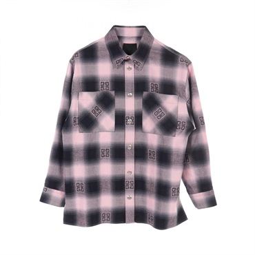 GIVENCHY 4G shirt tops #39 check BM60VZ13R9 cotton Pink Black Used mens