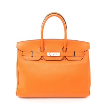 HERMES Birkin 35 Handbag Swift leather Orange Used Women N SHW