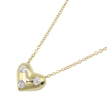 TIFFANY＆CO Dots Heart Necklace 3PD Diamond pt950 platinum 18KYG Gold Used Women