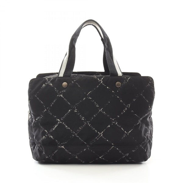 CHANEL Old travel line Tote Hand Bag Nylon Black Used Women CC Coco