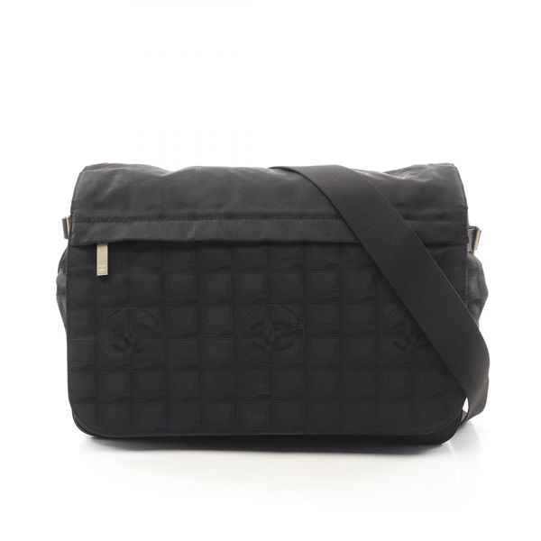 CHANEL New travel line Shoulder Bag A29348 leather Nylon canvas Black Used GHW