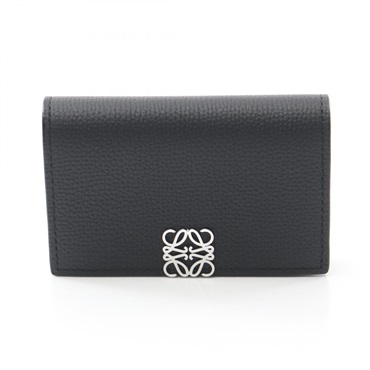 LOEWE anagram Card Case C821M97X05 leather Black Used Women SHW