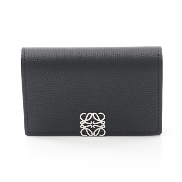 LOEWE anagram Card Case C821M97X05 leather Black Used Women SHW