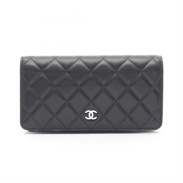 CHANEL Matelasse Bifold wallet A31509 Lambskin sheep leather Black Used SHW CC