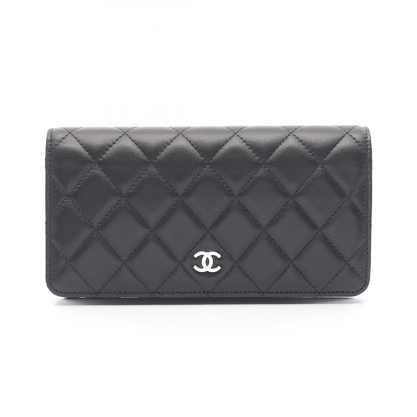 CHANEL Matelasse Bifold wallet A31509 Lambskin sheep leather Black Used SHW CC
