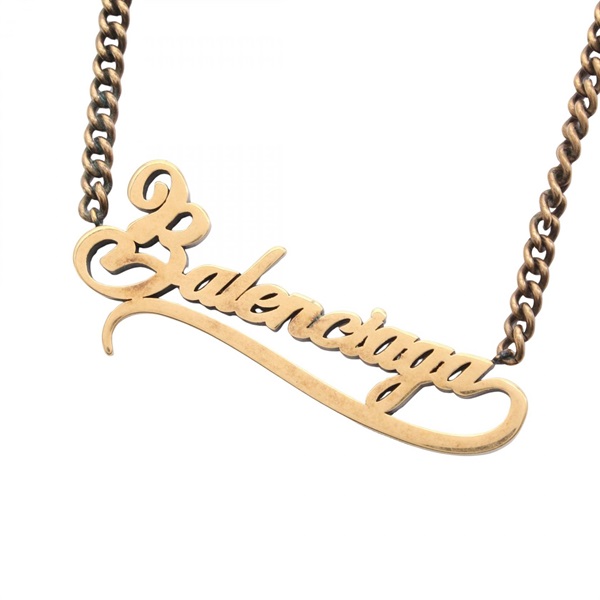 BALENCIAGA logo Necklace Pendant Gold Plated Used women