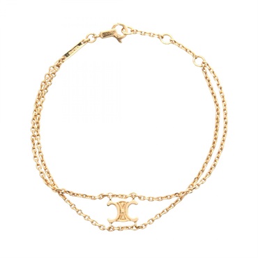 CELINE Triomphe Suspenders Bracelet Gold Plated Used Women