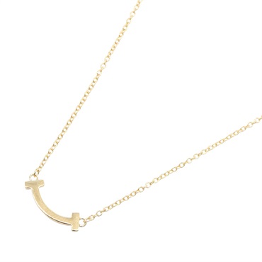 TIFFANY＆CO T Smile Mini Necklace pendant 18KYG Yellow Gold Used unisex