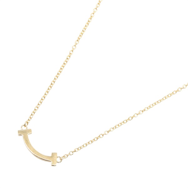 TIFFANY＆CO T Smile Mini Necklace pendant 18KYG Yellow Gold Used unisex