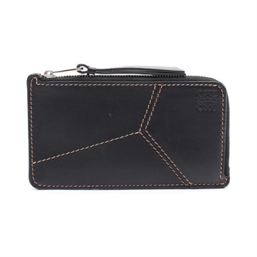 LOEWE Puzzle coin purse wallet leather Black Used Women