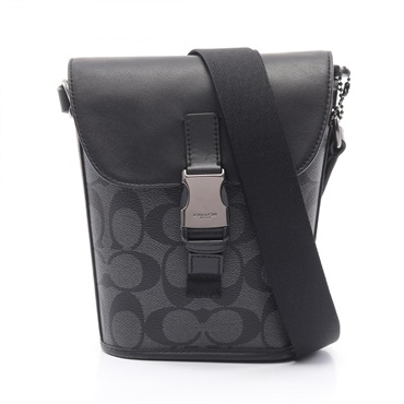 COACH Jigner Shoulder Bag C3134 PVC coated canvas leather Black Used crossbody