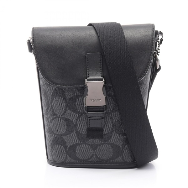 COACH Jigner Shoulder Bag C3134 PVC coated canvas leather Black Used crossbody