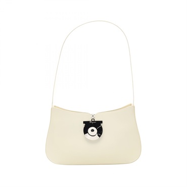 Salvatore Ferragamo Gancini Shoulder Bag 21 8203 leather White Used Women