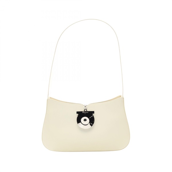 Salvatore Ferragamo Gancini Shoulder Bag 21 8203 leather White Used Women