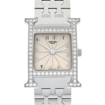 HERMES H watch diamond bezel Wrist Watch HH1.230 Quartz SS Used Women