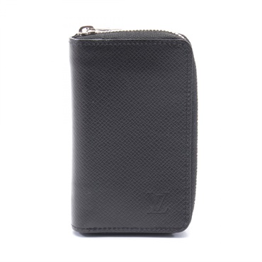 LOUIS VUITTON zip around purse wallet M30511 Taiga leather Black Ardoise Used