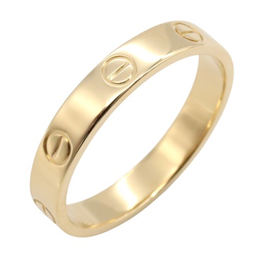 CARTIER Mini Love Ring 18KYG Yellow Gold Used unisex US size 9 #60