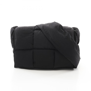 BOTTEGA VENETA Tech Cassette Maxi Intrecciato Shoulder Bag Nylon Black Used mens