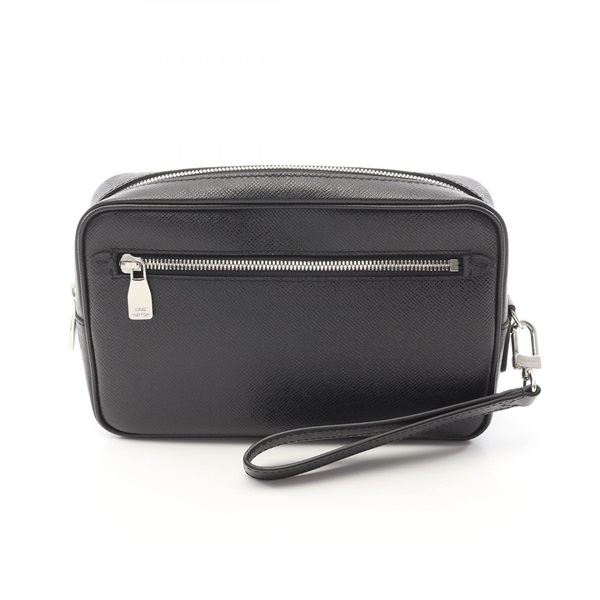 LOUIS VUITTON Pochette Kasai clutch bag M33424 Taiga leather Black Used mens LV