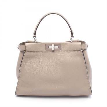 FENDI Peekaboo Regular Selleria Hand bag 8BN290 leather Beige Used