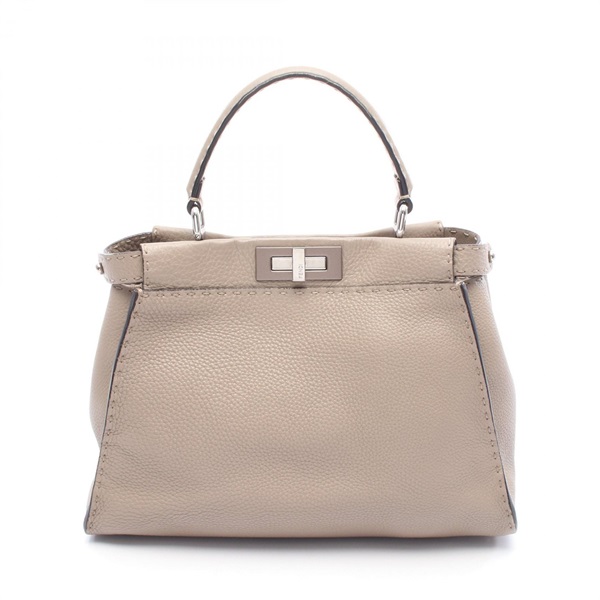 FENDI Peekaboo Regular Selleria Hand bag 8BN290 leather Beige Used